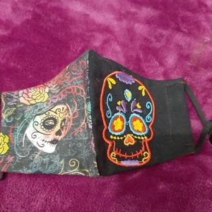 Embroidered sugar skull mask
